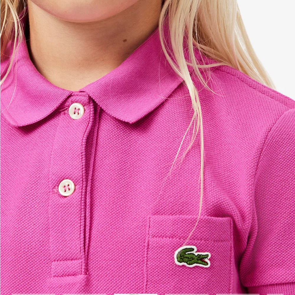 Lacoste Girls Polo Dress Pink Size 10 Large Logo Classic Preppy - Picture 3 of 10
